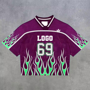 Custom Green American Football Jersey V-Neck <b>Short</b> Sleeve Breathable Quick Dry Sublimated <b>Mesh</b> 100% Polyester Adult Team Sports - Product Image 6