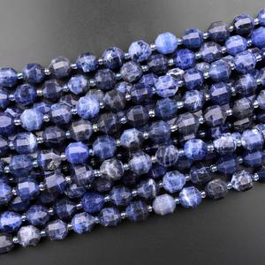 Cuentas de Sodalita Azul Natural, Redondeadas y Facetadas, Prisma Energético de Doble Punta, para Joyería, Manualidades y Bricolaje - Product Image 5