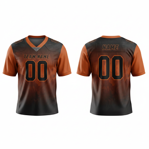 Custom Maroon Black American Football Jersey V-Neck Short Sleeve Sublimated Print Team <b>Name</b> Number Moisture Wicking Breathable - Product Image 3
