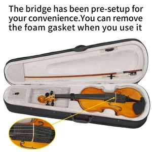 Violino Artigianale 4/4 per Adulti, Principianti e Studenti - Set Completo con Custodia Rigida, Resina, Spalliera, Corde Extra e Arco - Product Image 3