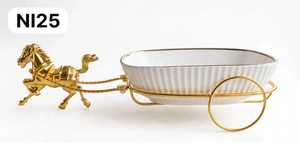 Bandeja y Salvamantel Redondos de Cerámica de Lujo Gold Horse, Hechos a Mano, 300 mm de Diámetro, Decoración de Mesa Ecológica - Product Image 5