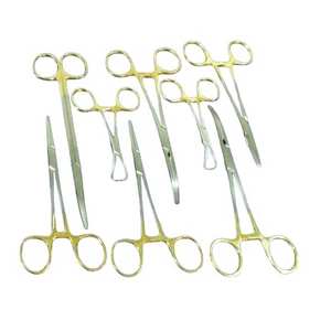 Ensemble de 17 pièces d'équipement dentaire, kit d'instruments chirurgicaux à poignée dorée pour usage médical vétérinaire, orthopédie canine, réutilisable - Product Image 2