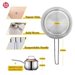 WANGYUANJI 2.85QT Petite marmite en acier inoxydable antiadhésive avec couvercle, compatible four et lave-vaisselle, pour tous types de cuisinières - Product Image 2