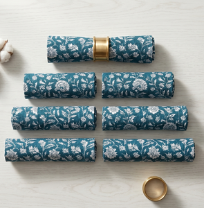 Serviette de table de luxe en tissu, imprimée à la main au bloc, réutilisable, classique, carrée, pour décoration de mariage et de maison, vente en gros - Product Image 1