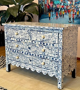 Vintage Bone Inlay Wooden Cabinet Luxury Handmade <b>Storage</b> <b>Chest</b> for Hotel Furniture - Product Image 1