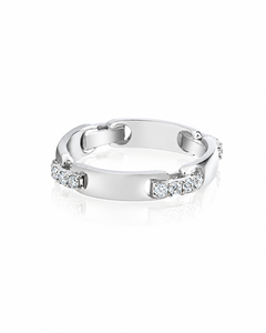 Anillo de Cadena con Diamantes de Corte Brillante de Lujo, Oro de 10K, 14K, 18K, Plata 925/935, Chapado en Rodio, Geométrico Moderno para Boda - Product Image 4