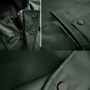 Chaqueta Impermeable Personalizada con Recubrimiento de PU para Hombre, con Capucha, Cortavientos, para Trabajo al Aire Libre, Ligera, Larga, OEM ODM - Product Image 4