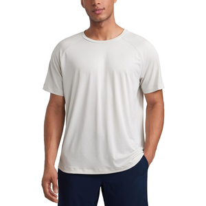 Nouveau T-shirt tricoté à manches courtes et col rond pour homme 2026, couleur unie, coupe classique, séchage rapide, style décontracté, blanc, pour la gym - Product Image 1