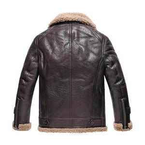 Veste en cuir et fourrure Sherpa pour homme, style unique, manteau d'hiver de luxe, doublure douce écologique de haute qualité, couleur personnalisable sur le devant - Product Image 2
