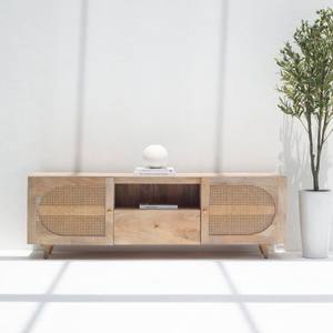 Mueble para TV de Madera de Ratán Vandana Novara Zenova, Consola de Entretenimiento Moderna de Madera Maciza Tejida Natural - Product Image 1