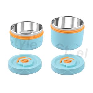 Tiffin Box Lunch para niños Colored Tiffin Lunch Box Compartimentos de acero inoxidable Bento Box Contenedor de alimentos - Product Image 1