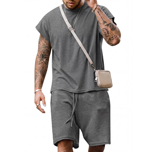 New Fashion Mens Summer Tracksuit Casual <b>Athletic</b> Running Workout Jogging And Gym Wear Lightweight T Shirt And Short Set For Men - Product Image 6