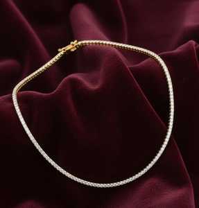 Collar de tenis de oro de 14 quilates con diamantes y esmeraldas de corte brillante, joyería fina y elegante - Product Image 2