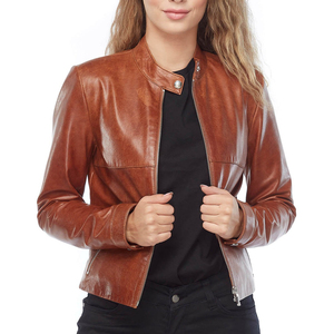 Women's Jackets Biker Bomber Plus Size Women Leather Jacket Customized Zipper OEM Leather Jackets for Women Custom Logo 2025 - Product Image 4