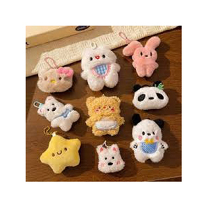 Cute Faux Fur Bear Plush Keychain Cartoon Animal Pendant Soft Toy Pink Bow Decorated 3D <b>Shape</b> - Product Image 2