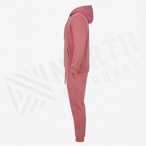 Men's Hooded Tracksuit Solid Color Cotton <b>Sweatshirt</b> and Joggers Casual Autumn Wear Full Length Drawstring Closure - Product Image 3