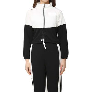Women Color Blocking <b>Tracksuit</b> Set Full Sleeve Zipper Half-Zip Sporty Joggers With Side Pockets Autumn Regular Fit - Product Image 3
