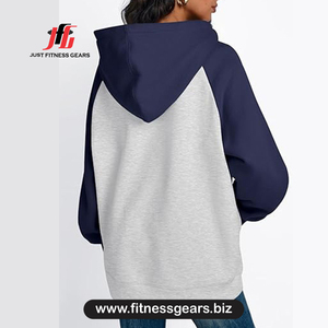 Sweat-shirt oversize en coton style hoodie, polaire, couleur unie, automne, pour femme - Product Image 2