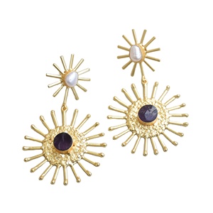 Aros de Latón Chapados en Oro al por Mayor, Pendientes de Piedra Orgánica de Perla, Latón Chapado en Rodio, Sin Níquel, Duraderos, Perfectos para Venta al por Mayor - Product Image 1