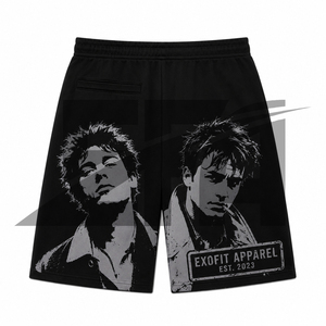 <b>High</b> Quality Luxury Brand Vintage Puff Printed Drawstring 100% Cotton Mid Waist Quick Dry Asali Shorts For Men - Product Image 4