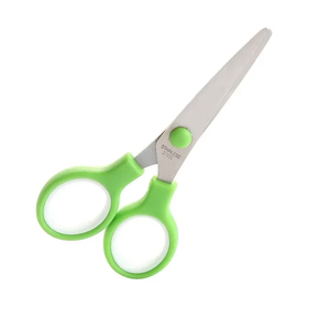plastic scissor 5pcs Plastic Handle Hand Scissors Stainless Steel Office Scissors Students Paper scissor <b>Blade</b> Green Color 13cm - Product Image 2