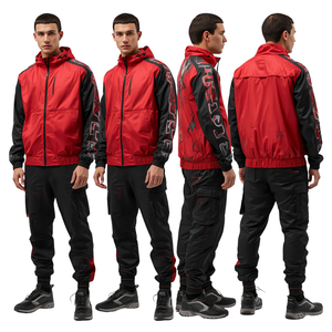 ชุดวอร์มไนลอนสีแดงเข้มสำหรับผู้ชายรุ่นใหม่ พร้อมลายกราฟิก Velocity ดีไซน์สปอร์ตสำหรับกิจกรรมกลางแจ้งระดับพรีเมียม - Product Image 4