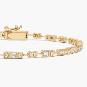 กำไลเพชรเลี้ยงในห้องปฏิบัติการ ทรงกลมเจียระไนแบบบริลเลียนท์ หรูหราสำหรับผู้หญิง ทองคำสั่งทำพิเศษ 14K 18K 22K - Product Image 1