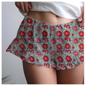 Shorts Elásticos con Volantes para Mujer, Corte Cómodo, Estampado a Mano, Algodón Transpirable, Ropa de Moda al por Mayor - Product Image 5