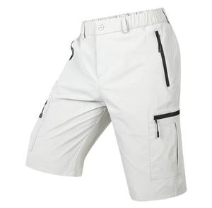 Shorts cargo pour hommes, taille mi-haute, séchage rapide, couleur unie, décontractés, avec poches zippées, logo avant, coupe-vent - Product Image 3