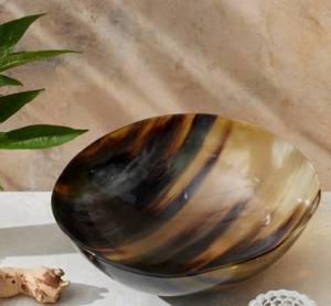 Tazón de Cuerno de Búfalo Natural, Tazón de Cuerno Hecho a Mano de Primera Calidad para Ensaladas, Aperitivos, Frutas y Decoración de Mesa - Product Image 1