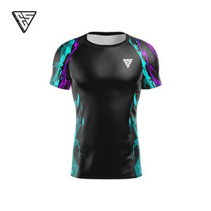 Chemise de compression anti-UV à manches courtes en spandex/polyester avec impression numérique personnalisée unisexe, pour MMA, BJJ, surf, plongée, OEM 220g - Product Image 5