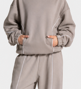 Sweat-shirts à capuche décontractés et respirants pour garçons, avec détails contrastants, en polaire premium, coupe oversize, vente en gros - Product Image 2
