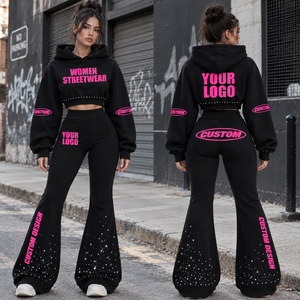 Conjunto Deportivo de Dos Piezas para Mujer, Tela Waffle Estampada, Sudadera con Capucha, Manga Larga, Corte Ajustado, Estilo Urbano - Product Image 6