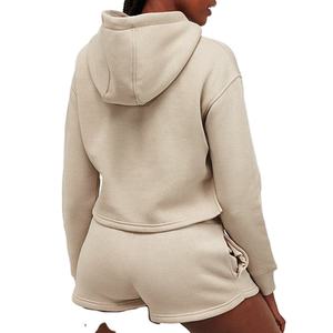 Custom Logo Front Ladies Drawstring Hood <b>Long</b> <b>Sleeve</b> Pullover Crop <b>Top</b> Hoodie Sports <b>Gym</b> Fleece Warm 100% Cotton Women 2026 - Product Image 2