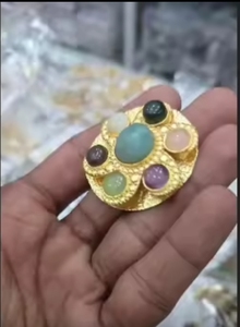 Exima Traders New Trendy Design Vintage <b>Brass</b> <b>Ring</b> for Women Daily Wear with Multi Color Natural Stone Unique Design Gift - Product Image 3