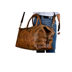 Nouveau Sac de Voyage Unisexe Élégant en Cuir Véritable Imperméable Style Vintage avec Roulettes, Fermeture Éclair et Caractéristique Pliable - Product Image 3