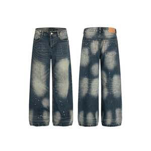 Jean en denim stretch fuselé pour homme, coupe classique, noir délavé, respirant, écologique, pour l'été, l'automne et le printemps, faible MOQ - Product Image 5