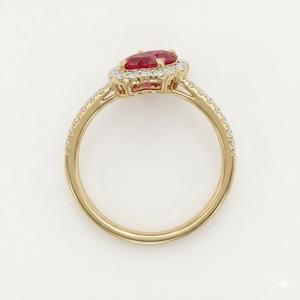 Anillo estilo Toi et Moi certificado por GIA, con halo de rubí y doble corazón, anillo de diamantes naturales, oro puro de 14K, anillo de promesa romántico para ella. - Product Image 6