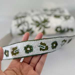 Rectangular Glass Beads Handbag Blue Fish Embroidery (Polyester) Textile <b>Foundation</b> Fabric White Base Washable - Product Image 6