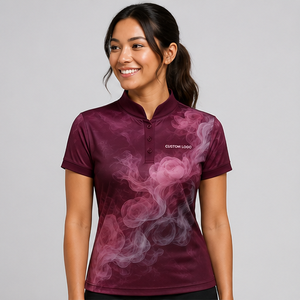 Camisa Polo Personalizada para Mujer con Cuello Mandarín, Color Rosa Borgoña Ahumado, de Secado Rápido, Transpirable, Manga Corta, Uniforme WPS-0836 - Product Image 1