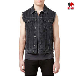 Ryan Pro Gear Nouveau design Gilet en jean unisexe sans manches écologique et tendance avec logo personnalisé Vêtement décontracté - Product Image 3