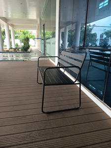 Modern Outdoor Patio <b>Bench</b> with Wooden Seat and Back Steel Frame Design for Garden Park Villa Use KTS-241026-07 - Product Image 6