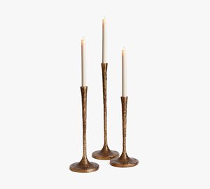 New Arrival Handmade Aluminium Casted Texture Modena <b>Candlestick</b> Holder Set of 3-Home Decor for Christmas Wedding Eid Ramadan - Product Image 1