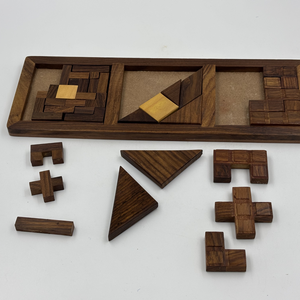 Ensemble de 3 puzzles en bois faits à la main |   Jeu de puzzle d'intelligence en bois de rose indien |   Cadeau jouet éducatif pour l'entraînement cérébral - Product Image 2
