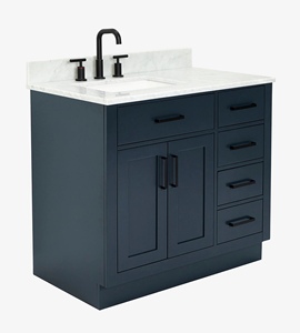 Wholesale Timothy 37 Inch <b>Bathroom</b> Vanity Cabinet Left Offset Sink Cabinet Only 5 Finish Options OEM Vietnam Manufacturer - Product Image 2