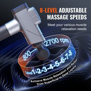 8 livelli di velocità 6 testine di massaggio portatile tessuto profondo percussione muscolo massaggiatore 16V 2500mAh batterie per alleviare il dolore muscolare - Product Image 3