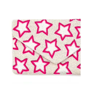 Bolsos de Noche Estilo Boho Chic, Hermosos con Diseños de Estrellas Rosas, Bordados a Mano, Tipo Sobre, con Cristales y Pedrería - Product Image 4