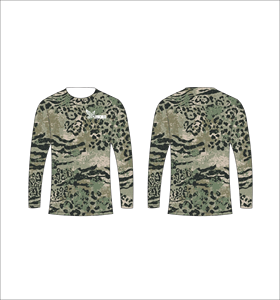 Custom Sublimated Long Sleeve T-Shirt <b>Animal</b> Silhouette Camo Pattern Crew Neck Performance Sports Wear Ferocious Clothing Bulk - Product Image 1
