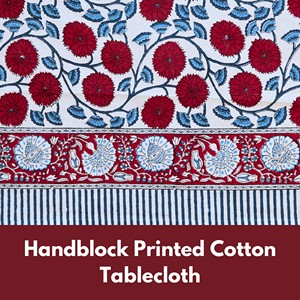 Vintage Indian Floral Block Print Premium Quality Handmade Cotton <b>Tablecloth</b> <b>Square</b> Covers Napkin/Placemat/Runner Modern Party - Product Image 2