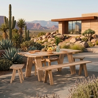 Banc de jardin moderne en teck massif, siège de pique-nique extérieur haut de gamme, mobilier robuste pour cour, patio, parc, avec unité de pieds de structure